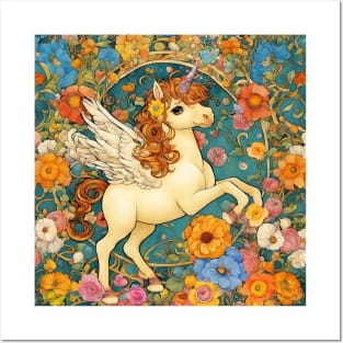 Flying Baby Unicorn Posters and Art